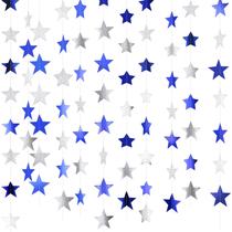 Decoração de banner Star Garland Patelai 40m azul marinho prateado