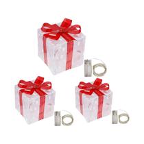Decoração De Caixa De Presentes De Natal Iluminada Com Laço, Luz Externa Para O Natal E Ano Novo,