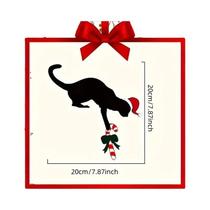 Decoração De Canto De Porta Em Forma De Gato Para O Natal, Imitação Rústica De Madeira, Atmosfera