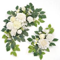 Decoração de casamento Piklado Welcome Sign Flower Backdrop x2 White