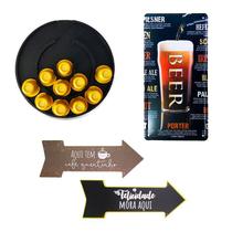 Decoração De Cozinha Porta Capsula + Quadros Em MDF E Metal