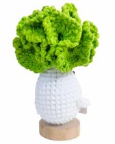 Decoração de enfeite de picles de repolho feita à mão em crochê verde