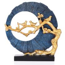 Decoração de escultura: DOVDOV, resina de pássaro, azul, ouro, 24 cm Decoração de escultura: DOVDOV, resina de pássaro, azul, ouro, 24 cm