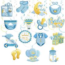 Decoração de espirais suspensos para festas, 36 peças de chá de bebê azul, é um menino