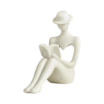 Decoração De Estante De Livros Em Resina Abstrata, Estátua De Mulher Leitora Pensadora, Design