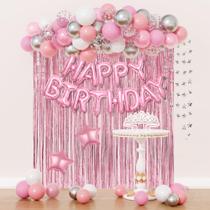 Decoração de Festa Amandir Pink Birthday - Para Mulheres e Meninas Decoração de Festa Amandir Pink Birthday - Para Mulheres e Meninas