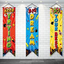 Decoração de festa, banners de super-heróis, pano de fundo de parede, 3 unidades Decoração de festa, banners de super-heróis, pano de fundo de parede, 3 unidades
