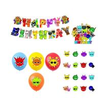 Decoração De Festa De Aniversário Infantil Tema Incrediboxes Sprunki Balões De Látex Fundo Topper De