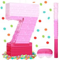 Decoração de festa de aniversário Piñata Sratte Number 7 com gradiente rosa Decoração de festa de aniversário Piñata Sratte Number 7 com gradiente rosa