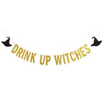 Decoração de festa de Halloween Banner LeeSky Drink Up Witches