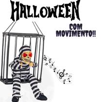 Decoração de Festa de Halloween Esqueleto com Luz Som e Movimento Gaiola Decoração de Festa de Halloween Esqueleto com Luz Som e Movimento Gaiola