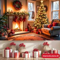 Decoração De Festa De Natal Banner Plano 2D Lareira Árvore Meias Presentes Decoração Para Sala De Decoração De Festa De Natal Banner Plano 2D Lareira Árvore Meias Presentes Decoração Para Sala De