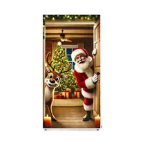 Decoração De Festa De Natal E Ano Novo Com Banner Plano 2D De Papai Noel Para Porta Decoração De Festa De Natal E Ano Novo Com Banner Plano 2D De Papai Noel Para Porta