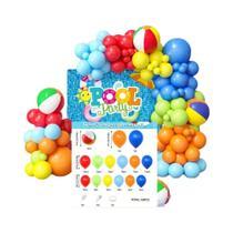 Decoração De Festa De Verão Na Praia Com 128 Balões Em Arco Para Aniversário E Formatura No Estilo