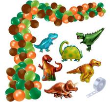 Decoração de Festa Dinossauro: Kit 100 Balões Bexiga + 6 Balões Metalizados + Tira P/Arco Balão, Aniversário Dinossauro Decoração de Festa Dinossauro: Kit 100 Balões Bexiga + 6 Balões Metalizados + Tira P/Arco Balão, Aniversário Dinossauro
