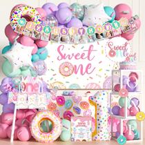 Decoração de festa Fiesec Sweet One Birthday Girl 1st com 128 unidades Decoração de festa Fiesec Sweet One Birthday Girl 1st com 128 unidades