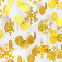 Decoração de festa Garland OURUOLA Snowflake Gold Paper 18,8 m Decoração de festa Garland OURUOLA Snowflake Gold Paper 18,8 m