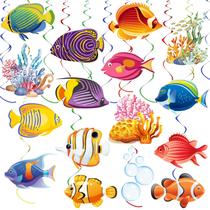 Decoração de festa HSDSH Tropical Fish Hanging Swirls x36