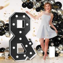 Decoração de festa, letras para festas, imprsv, pretas, 4 pés de altura com luz