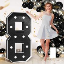 Decoração de festa Marquee Numbers imprsv Black 1,2 m de altura Light Up
