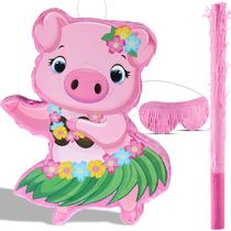 Decoração de festa Piñata Threan Small Pig Aloha Luau 42x31,58cm Decoração de festa Piñata Threan Small Pig Aloha Luau 42x31,58cm