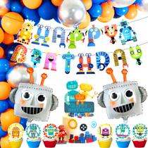 Decoração de festa Roaring Good Time Robot Birthday 83 unidades
