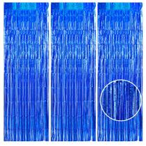 Decoração de festa TONIFUL Laser Blue Door Streamers x3 3m x 2m Decoração de festa TONIFUL Laser Blue Door Streamers x3 3m x 2m