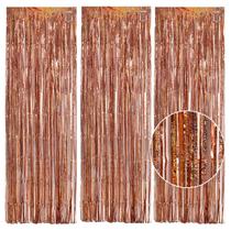 Decoração de festa TONIFUL Laser Rose Gold Door Streamers x3 3m x 2m