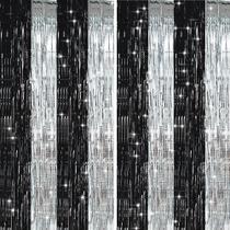 Decoração de flâmulas de festa TONIFUL Silver Black Door Decoração de flâmulas de festa TONIFUL Silver Black Door