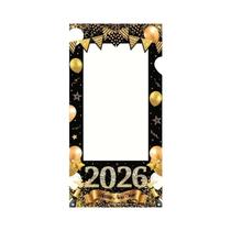 Decoração De Fundo Para Festa De Ano Novo 2026 Em Preto E Dourado, Acessório Fotográfico Temático Decoração De Fundo Para Festa De Ano Novo 2026 Em Preto E Dourado, Acessório Fotográfico Temático