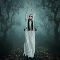 Decoração De Halloween Boneca Assustadora No Balanço Com Som E Led