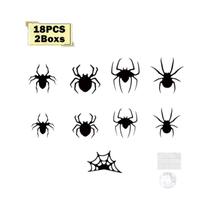 Decoração De Halloween Com Morcegos E Aranhas, Adesivos De Parede 3D Com Luzes Roxas E Verdes, Decoração De Halloween Com Morcegos E Aranhas, Adesivos De Parede 3D Com Luzes Roxas E Verdes,