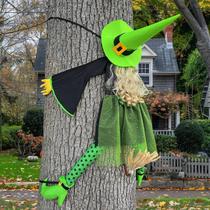 Decoração de Halloween Crashing Witch HOIIOH 53 Green Witch