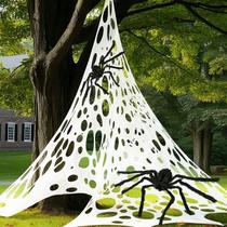 Decoração de Halloween de teia de aranha gigante de 800 pés quadrados branca brilhante Decoração de Halloween de teia de aranha gigante de 800 pés quadrados branca brilhante