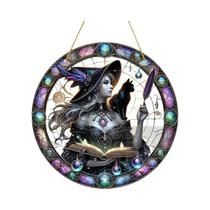 Decoração De Halloween E Natal Com Sinal Redondo De Acrílico Translúcido De Bruxa E Vassoura Para