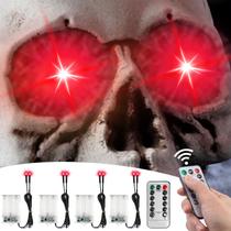 Decoração de Halloween LED Glowing Light Up Skulls Eyes, pacote com 4