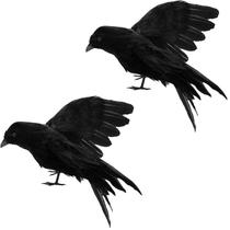 Decoração de Halloween LWINGFLYER Black Feathered Crows x2 Decoração de Halloween LWINGFLYER Black Feathered Crows x2