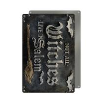 Decoração De Halloween: Placa De Parede Vintage De Bruxas Em Alumínio Com Design De Morcego E