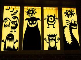 Decoração de janela Pings DIYASY Halloween 5 Monster Silhouette