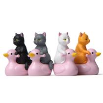 Decoração de jardim Cute Cat Riding Pink Duck PVC 3,5 2,8 cm
