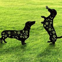Decoração de jardim para cães Doesen Dachshund Rust Proof Metal Black Decoração de jardim para cães Doesen Dachshund Rust Proof Metal Black