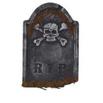 Decoração de Lápide de Espuma Halloween RIP com Caveira para Cemitério Assombrado