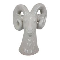 Decoração de mesa Benzara Ram Head White Ceramic 34 cm Decoração de mesa Benzara Ram Head White Ceramic 34 cm