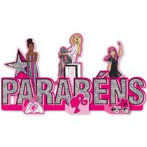 Decoração de Mesa Festa de Aniversário Divertida Parabéns da Barbie - 1 Unidade - Festcolor Decoração de Mesa Festa de Aniversário Divertida Parabéns da Barbie - 1 Unidade - Festcolor