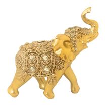 Decoração de Mesa para Sala Rack - 11 Cm - Estatueta Elefante Dourado Indiano Luxo - Artis Habitat