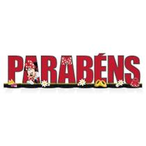 Decoração de Mesa Parabéns Festa Aniversário Minnie Mouse Vermelha - Regina Festas Decoração de Mesa Parabéns Festa Aniversário Minnie Mouse Vermelha - Regina Festas