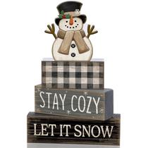 Decoração de mesa Yuntau Wooden Snowman Christmas Set 15cm Decoração de mesa Yuntau Wooden Snowman Christmas Set 15cm
