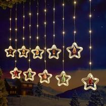 Decoração de Natal :3M Luzes de Cortina 110V com Estrelas, Anéis e Cristais Ideal para Árvore, Festas e Reuniões Decoração de Natal :3M Luzes de Cortina 110V com Estrelas, Anéis e Cristais Ideal para Árvore, Festas e Reuniões