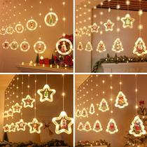 Decoração de Natal :3M Luzes de Cortina 110V com Estrelas, Anéis e Cristais Ideal para Árvore, Festas e Reuniões Decoração de Natal :3M Luzes de Cortina 110V com Estrelas, Anéis e Cristais Ideal para Árvore, Festas e Reuniões