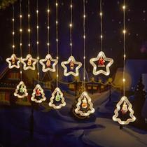Decoração de Natal :3M Luzes de Cortina 110V com Estrelas, Anéis e Cristais Ideal para Árvore, Festas e Reuniões Decoração de Natal :3M Luzes de Cortina 110V com Estrelas, Anéis e Cristais Ideal para Árvore, Festas e Reuniões